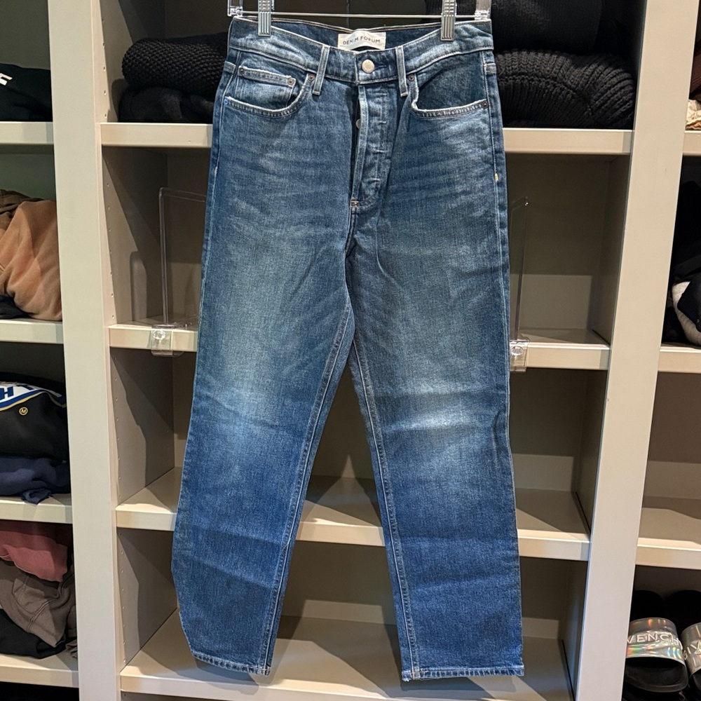Denim Forum women's Straight Jeans in Blue